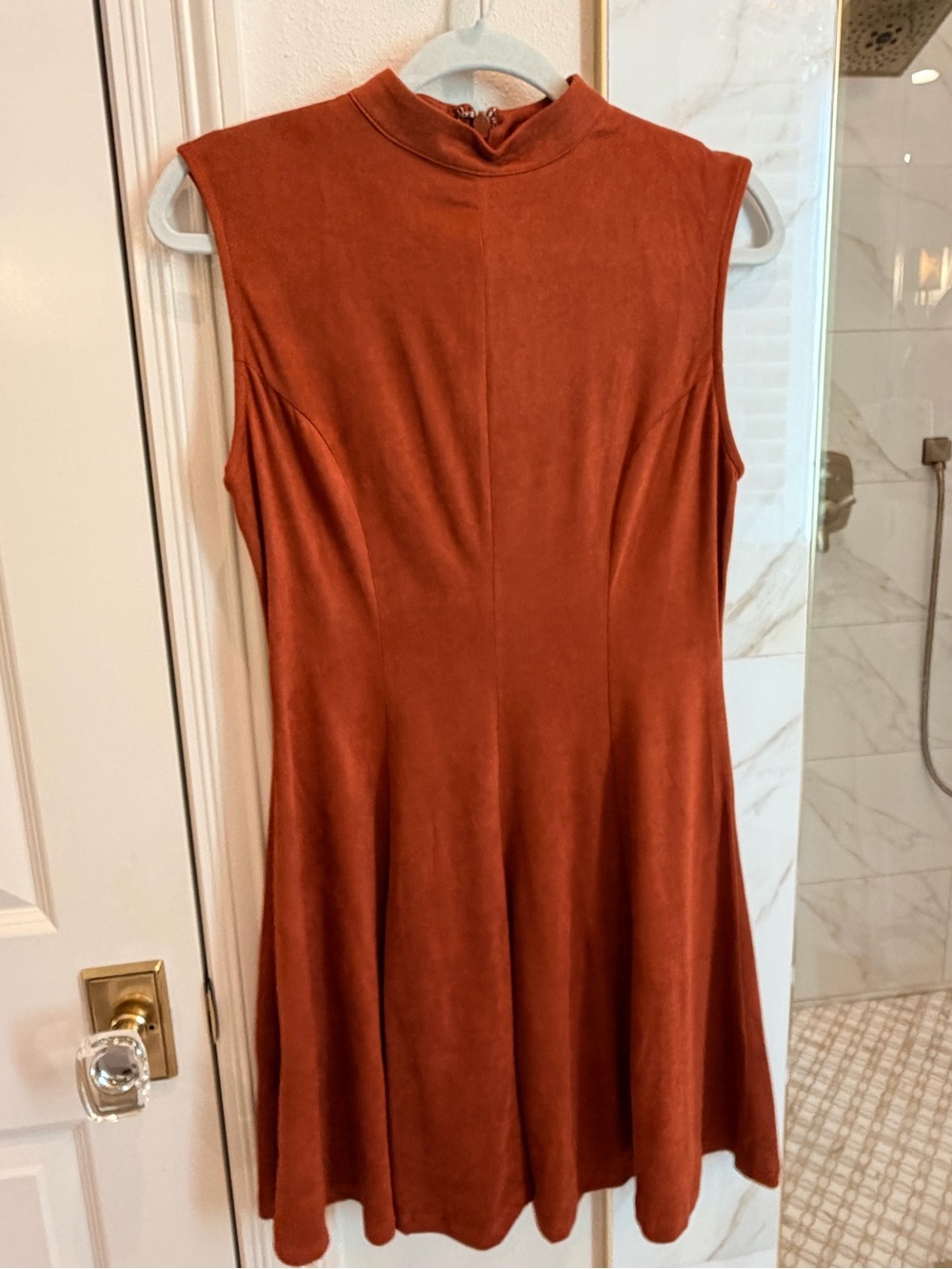 Flying Tomato Sleeveless Rust-Orange Fit & Flare Dress